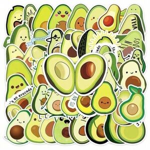 50 Cute Avocado Stickers Different Designs Guacamole Toast Green Brown